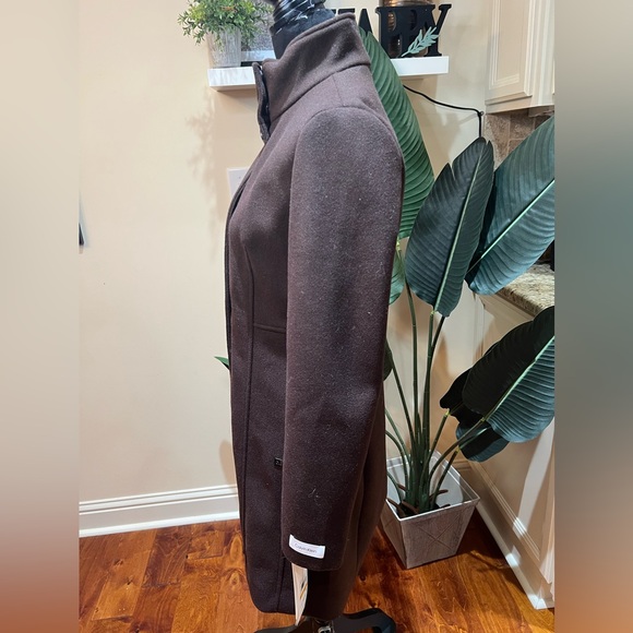 Calin Klein Chocolate Melange Brown Walker Coat Small - Picture 6 of 13